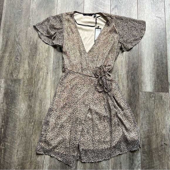 NWT ASOS Vero Moda Wrap Dress Nomad Lola Leopard Cheetah Sz Medium Animal Print - Picture 8 of 11